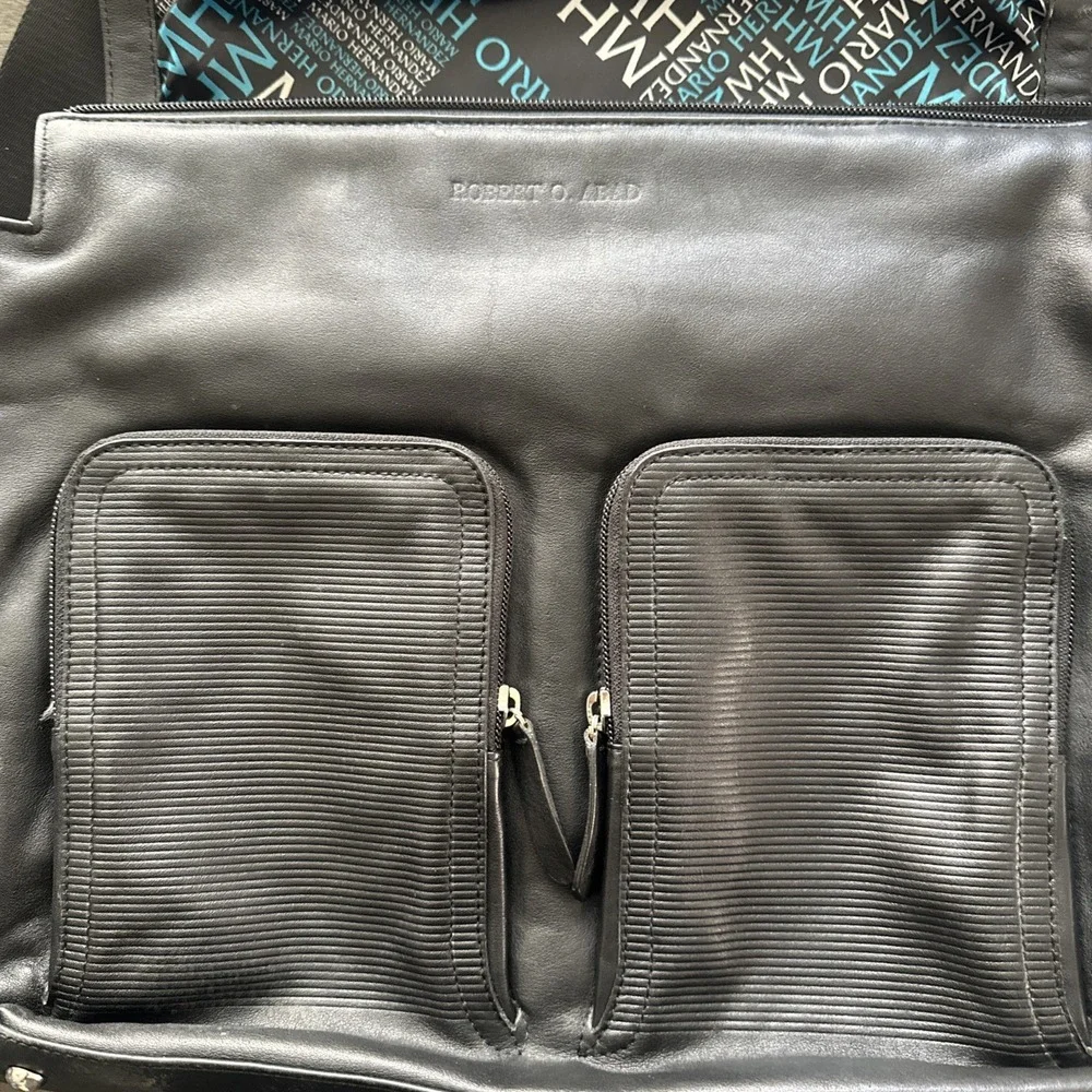 Mario Hernandez Laptop iPad Messenger Briefcase Crossbody Black Leather